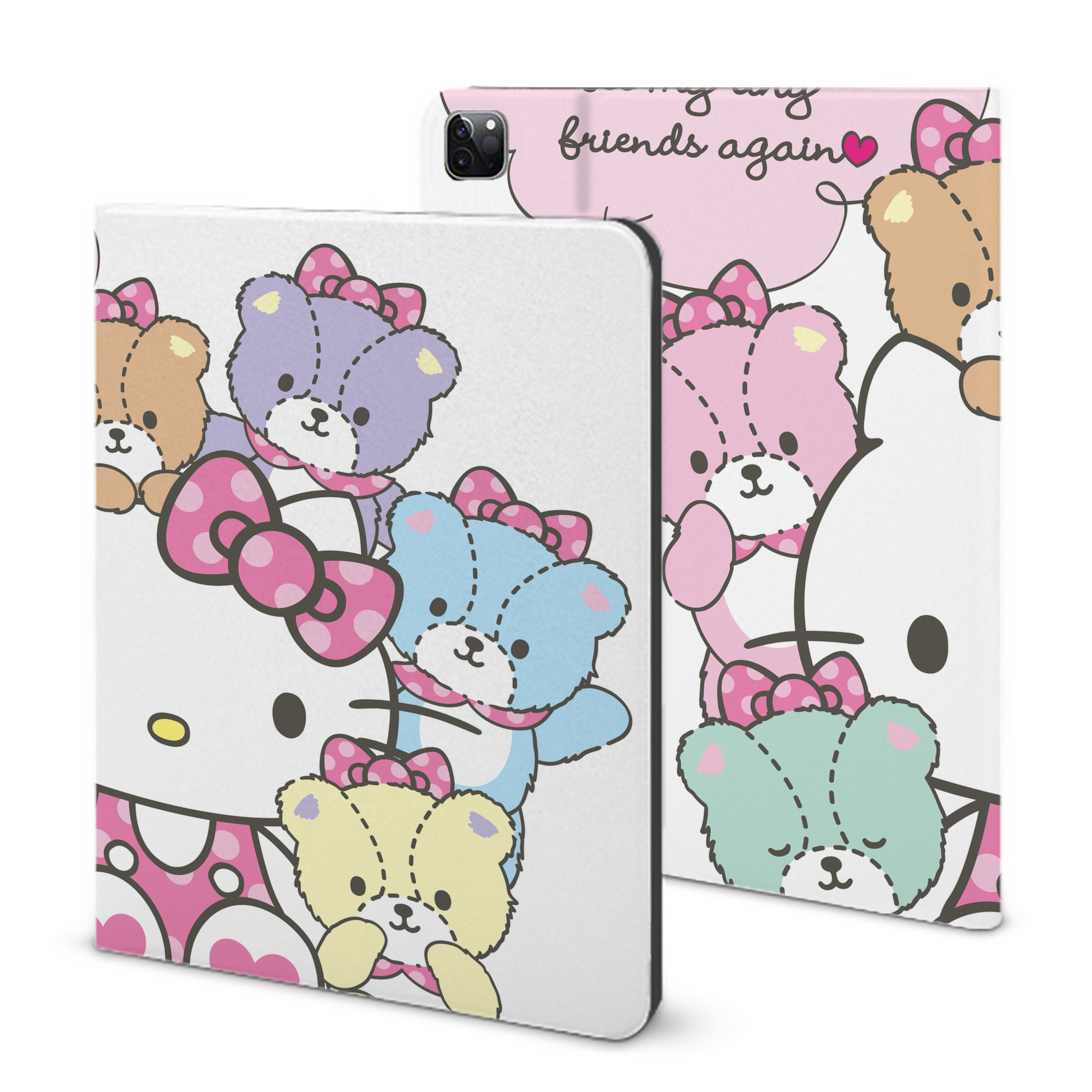 （画像用） Hello Kitty ハローキティ IPad ケース ブック型 PUレザー TPU 耐衝撃 軽量 薄型 ペン収納なし 全面保護 IPad 各モデル対応